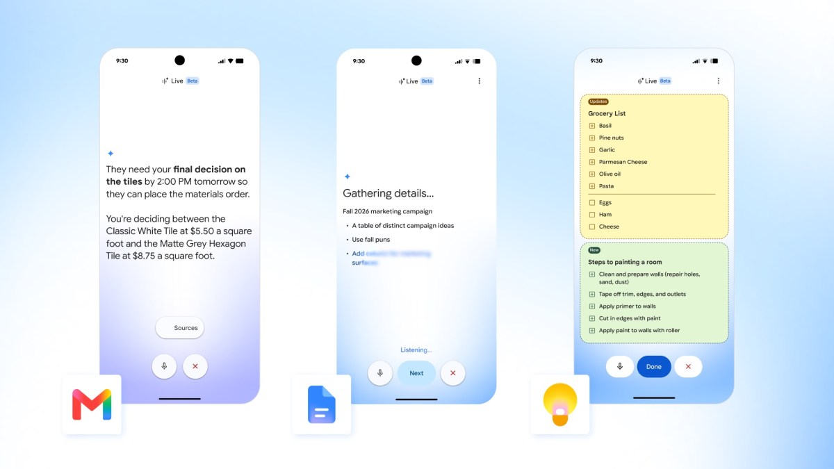 گوگل ویژگی های صوتی هوش مصنوعی را در Gmail، Docs و Keep راه اندازی می کند