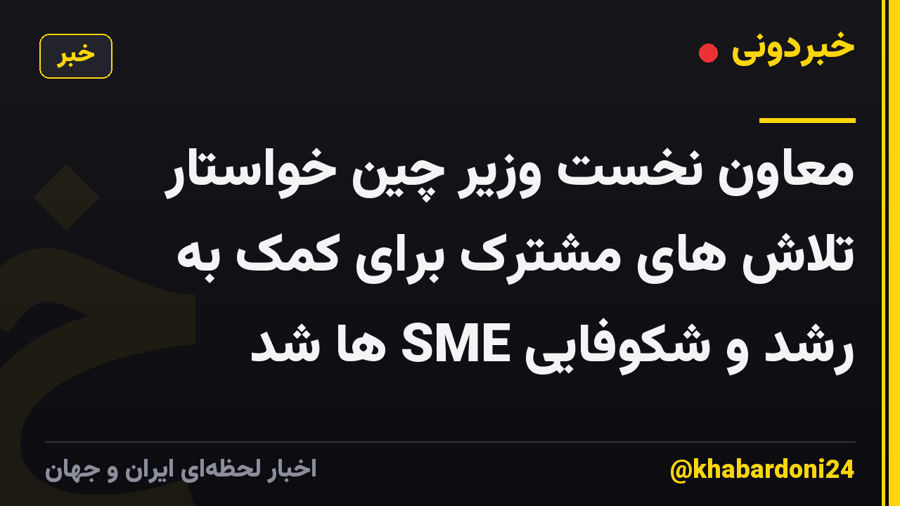 معاون نخست وزیر چین خواستار تلاش های مشترک برای کمک به رشد و شکوفایی SME ها شد