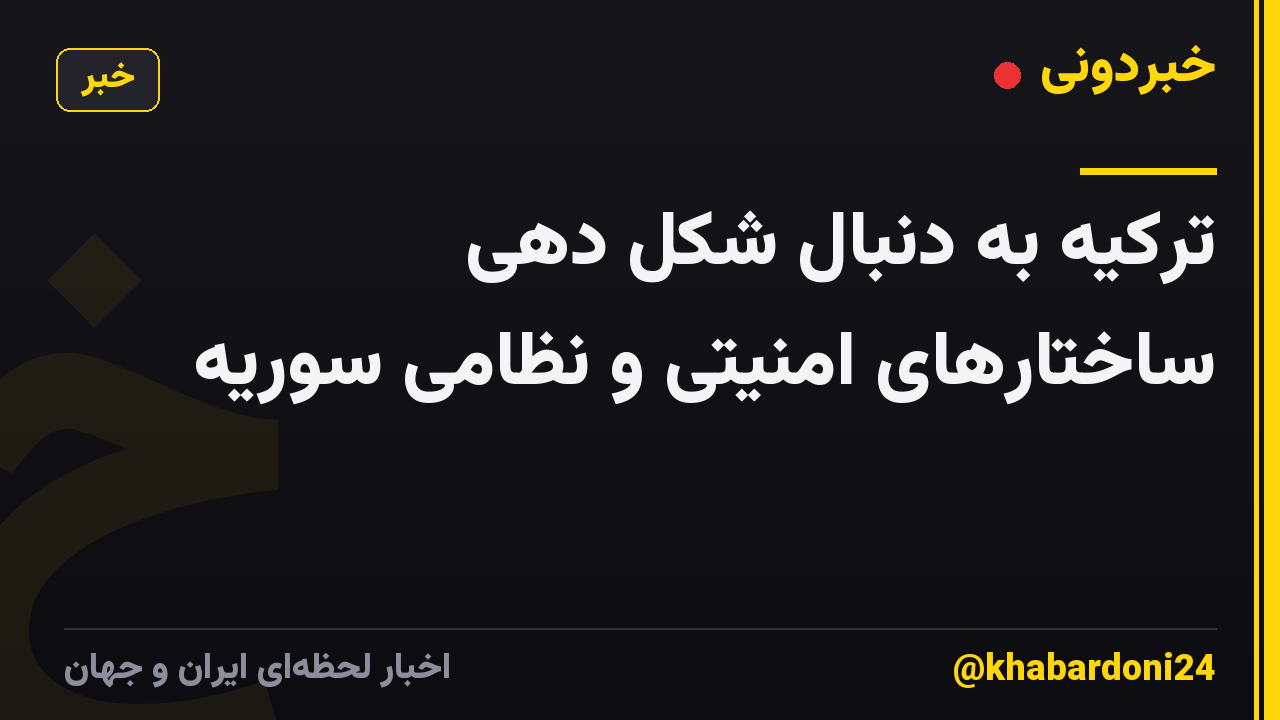 ترکیه به دنبال شکل دهی ساختارهای امنیتی و نظامی سوریه