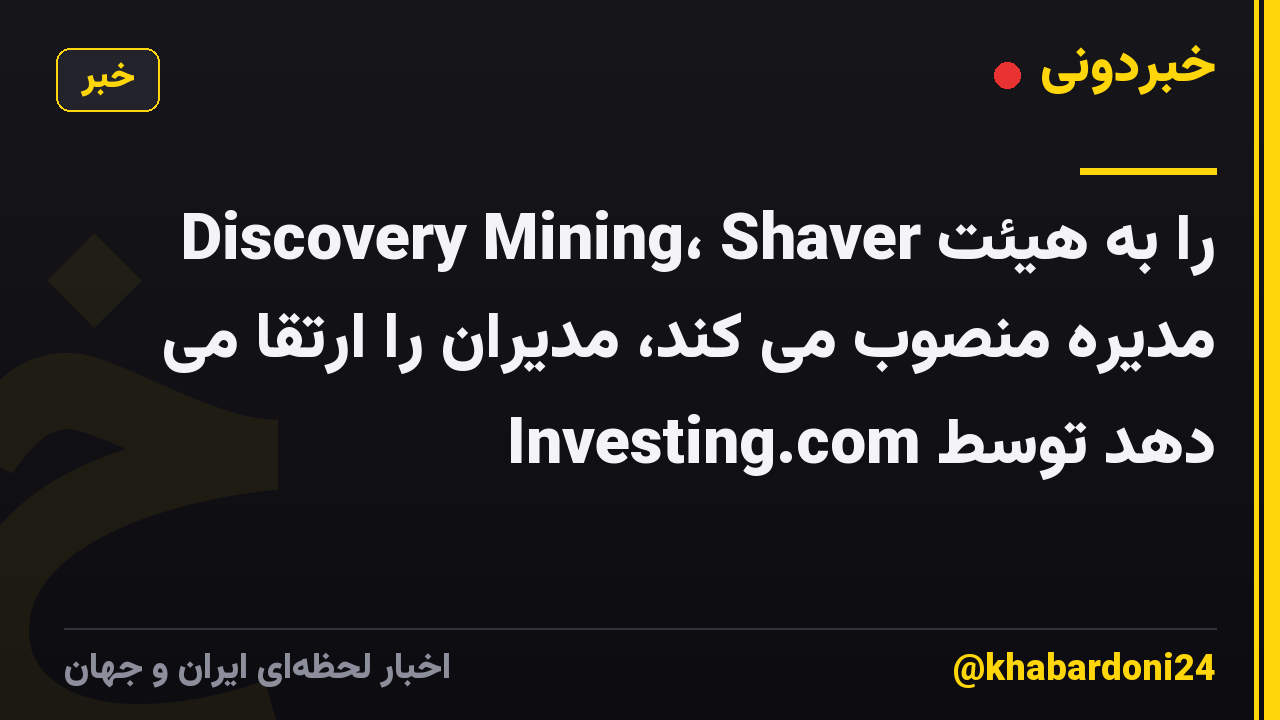 Discovery Mining، Shaver را به هیئت مدیره منصوب می کند، مدیران را ارتقا می دهد توسط Investing.com