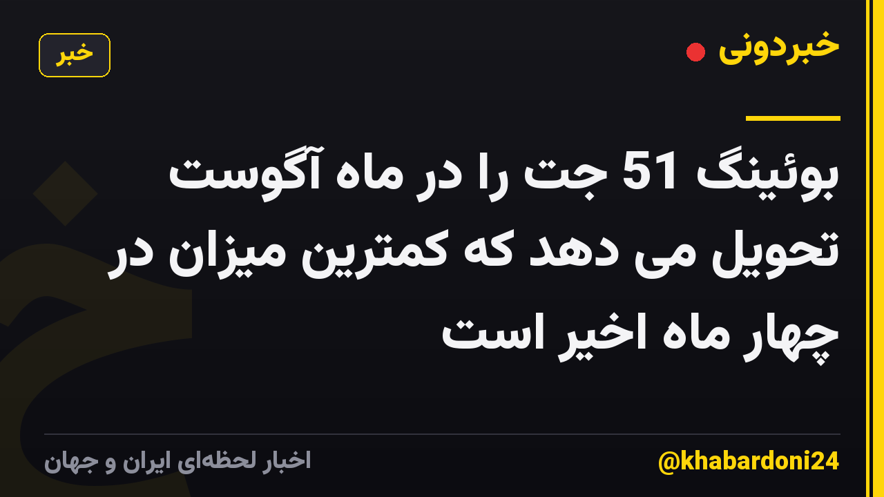 بوئینگ 51 جت را در ماه آگوست تحویل می دهد که کمترین میزان در چهار ماه اخیر است