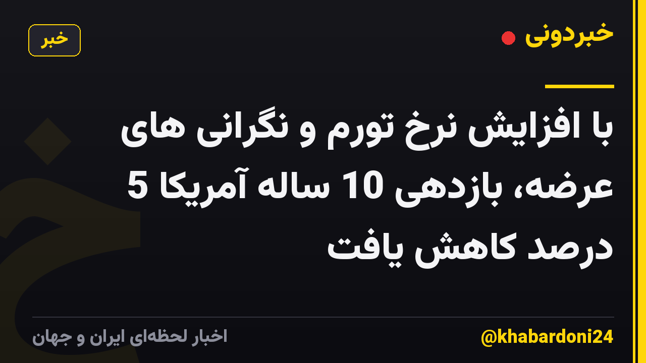 با افزایش نرخ تورم و نگرانی های عرضه، بازدهی 10 ساله آمریکا 5 درصد کاهش یافت