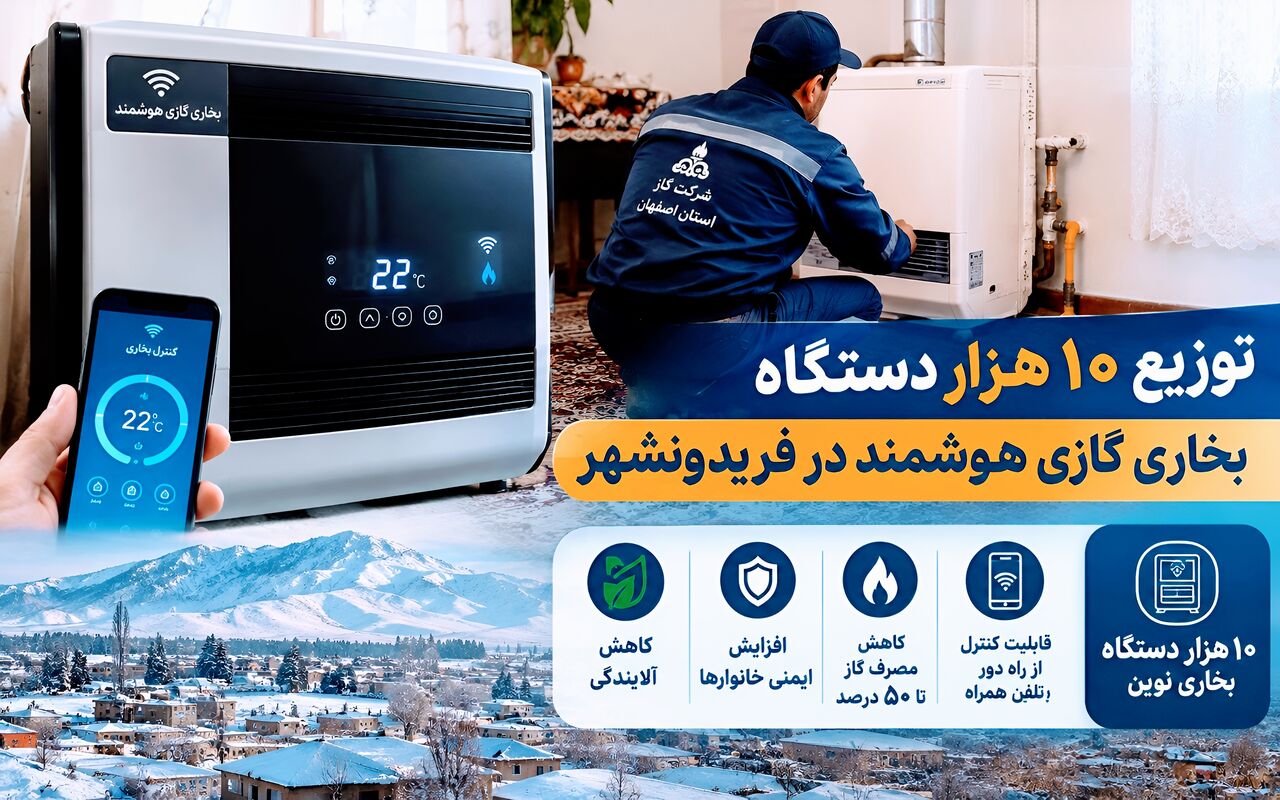 توزیع ۱۰ هزار دستگاه بخاری گازی هوشمند در فریدونشهر