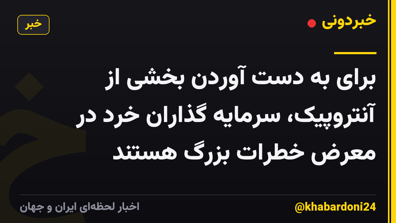 برای به دست آوردن بخشی از آنتروپیک، سرمایه گذاران خرد در معرض خطرات بزرگ هستند