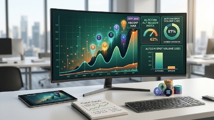حجم Spot Altcoin به بالاترین سطح از سپتامبر 2025 رسیده است، تقریباً 4 برابر بیت کوین
